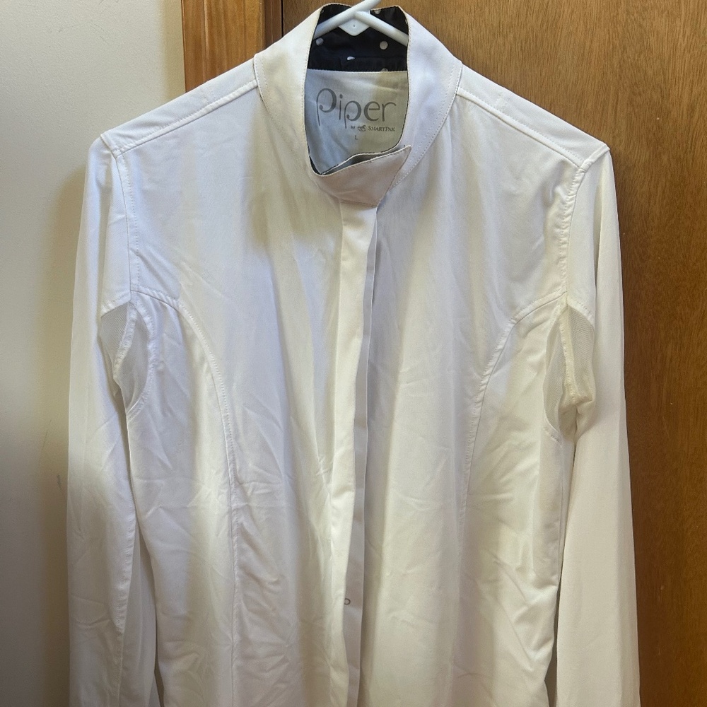 Smartpak Piper Long Sleeve Show Shirt  - Size LARGE. White/Navy